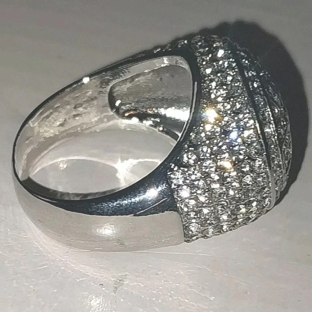 3Ct Round Lab-Created Diamond 14K White Gold Plated Pave Men's Pinky Ring Sz 11